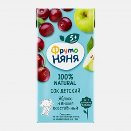Сок из яблока и вишня с 5 месяцев Фрутоняня 200мл