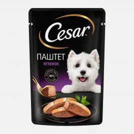 Влажный корм для взрослых собак паштет из ягненка Cesar 80г