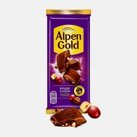 Молочный шоколад с фундуком и изюмом Alpen Gold 80г