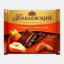Тёмный шоколад с грушей и миндалем Бабаевский 70г