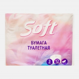 Туалетная бумага Soft 3 слоя 12 рулонов