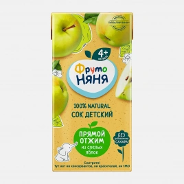 Сок ФрутоНяня Яблоко прямой отжим 200мл