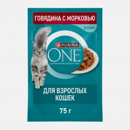 Влажный корм для кошек с говядиной и морковью Purina ONE 75г