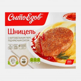 Шницель СытоЕдов с картофельным пюре под красным соусом замороженный 350г