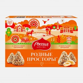 Конфеты Родные просторы с вафельной крошкой Россия Щедрая Душа 180г