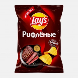 Чипсы рифленые Стейк Рибай с перечным соусом Lays 140г