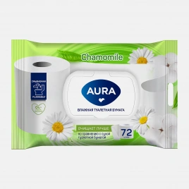 Туалетная бумага влажная Aura антибактериальная 72шт