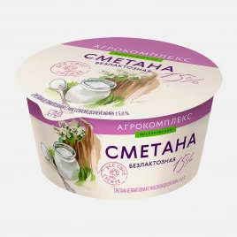 Сметана безлактозная Агрокомплекс 15% 180г
