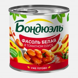 Фасоль Бондюэль белая в томатном соусе 400г