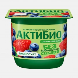 Биойогурт Актибио клубника-черника без сахара 3.0% 130г