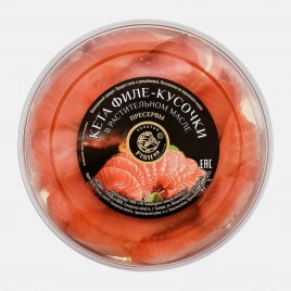 Кета филе-кусочки в растительном масле Золотая Fishka Акватории 180г
