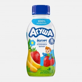 Питьевой йогурт со вкусом клубники и банана с 8 месяцев Агуша 180г