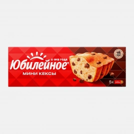 Мини-кексы с кусочками молочного шоколада Юбилейное 140г