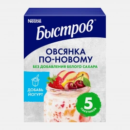 Каша овсяная Быстров клубника персик яблоко вишня и семена льна 175г