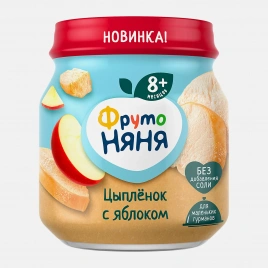 Пюре мясное цыпленок и яблоко Фрутоняня 100г
