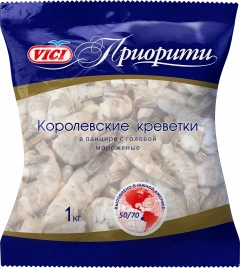 Креветки Vici Приорити Королевские в панцире с головой 50/70 1кг