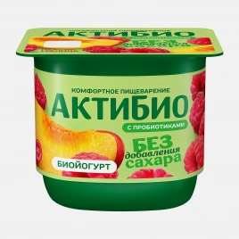 Биойогурт персик и малина без сахара Актибио 3% 130г