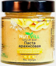 Паста арахисовая с кусочками арахиса и морской солью Nutvill 180г
