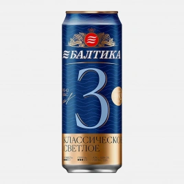 Пиво Балтика №3 Классическое светлое фильтрованное пастеризованное 4.8% 450мл