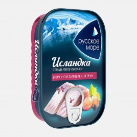 Сельдь Русское море Исландка филе-кусочки в винной заливке Шерри 115г
