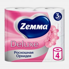 Туалетная бумага Орхидея Deluxe Zemma 4 рулонов 3 слоя