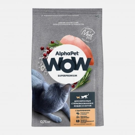 Сухой корм для стерилизованных кошек с цыпленком Alphapet Wow 750г