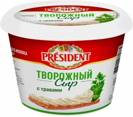 Сыр творожный President с травами 54% 140г