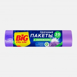 Пакеты для мусора Big City Life с затяжками HD 35л 15шт 13мкн