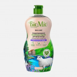 Средство для мытья посуды Biomio с эфирным маслом лаванды с экстрактом хлопка и ионами серебра 450мл