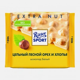 Шоколад Белый Цельный лесной орех и хлопья Ritter Sport 100г