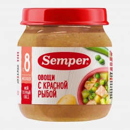 Пюре овощное с красной рыбой с 8 месяцев Semper 100г