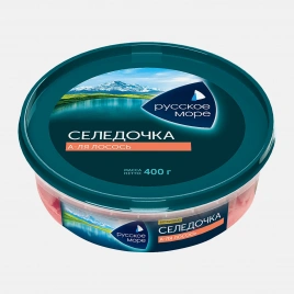 Сельдь А-ля лосось слабосоленая филе-кусочки в масле Русское море 400г