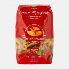 Макароны Шебекинские №366.5 Спирали Три цвета 450г