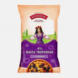 Масса творожная с изюмом Кореновочка 4% 180г