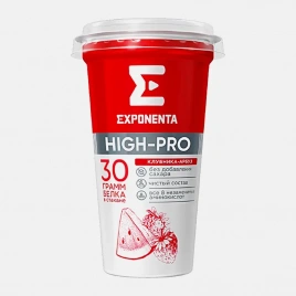 Напиток кисломолочный Exponenta High-Pro Клубника-арбуз высокобелковый обезжиренный 250г