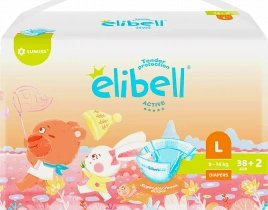 Подгузники для детей Elibell Active р.L 9-14кг 40шт