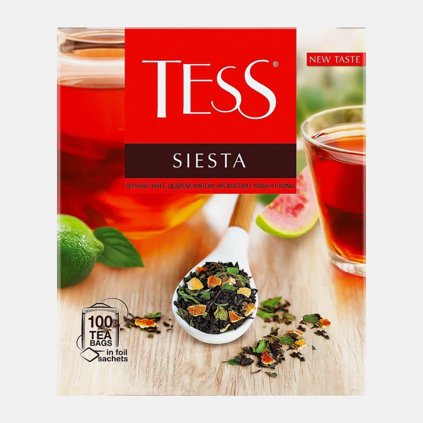 Чай черный Tess Siesta цедра-мята аромат гуава-лайм 100пак фото 1