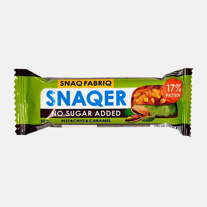 Батончик Фисташка и карамель без сахара глазированный Snaq Fabriq 50г фото 1