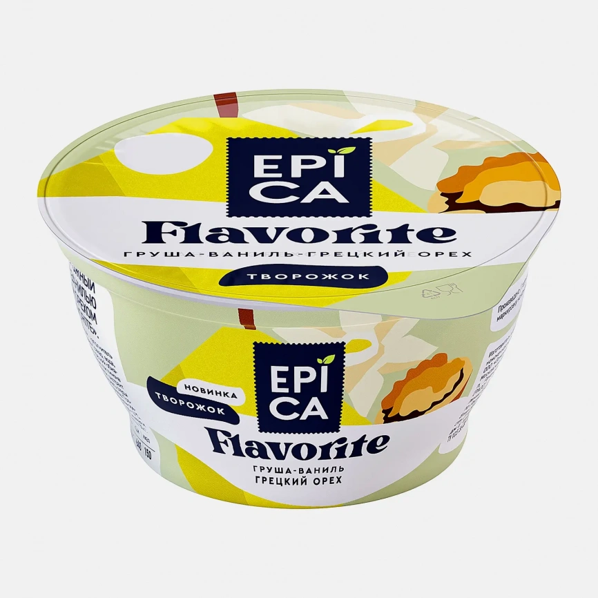 Десерт творожный груша ваниль и грецкий орех Epica Flavorite 8% 130г фото 1
