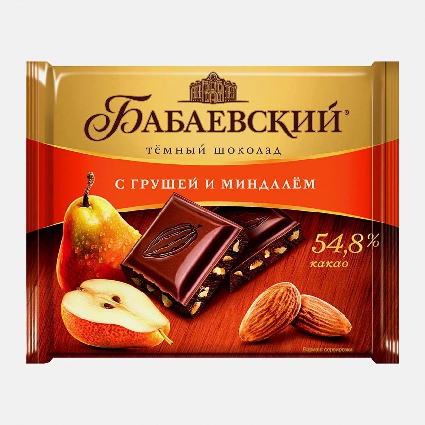 Тёмный шоколад с грушей и миндалем Бабаевский 70г фото 1