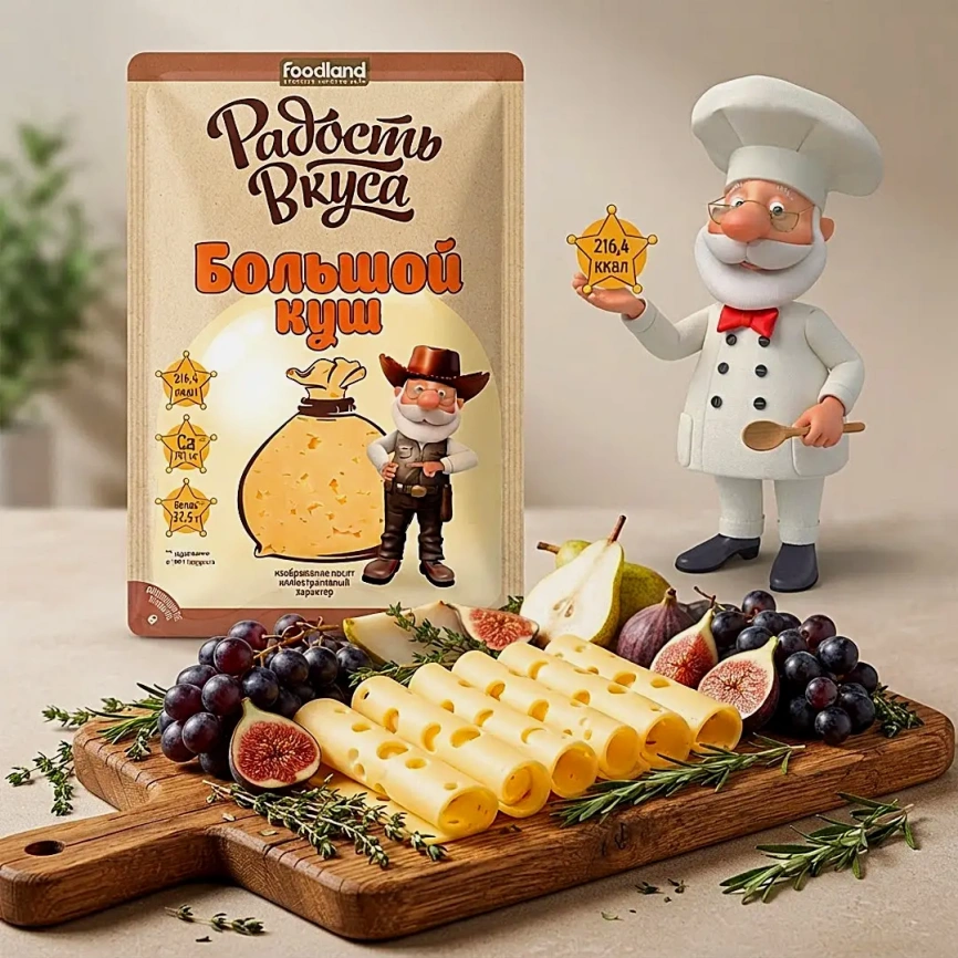 Сыр Радость вкуса Большой куш нарезка 20% 125г фото 5