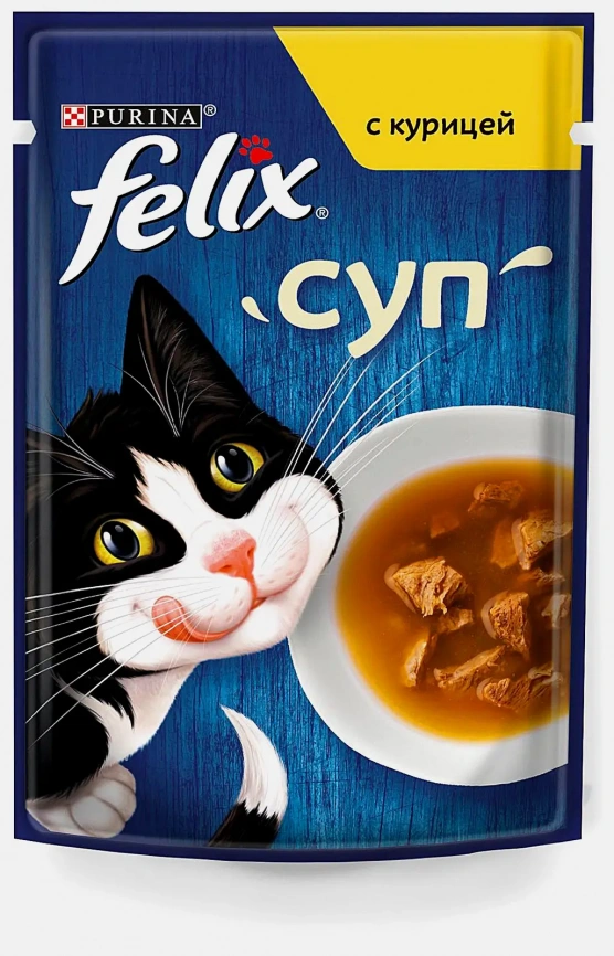 Влажный корм для взрослых кошек Суп с курицей Felix 48г фото 2