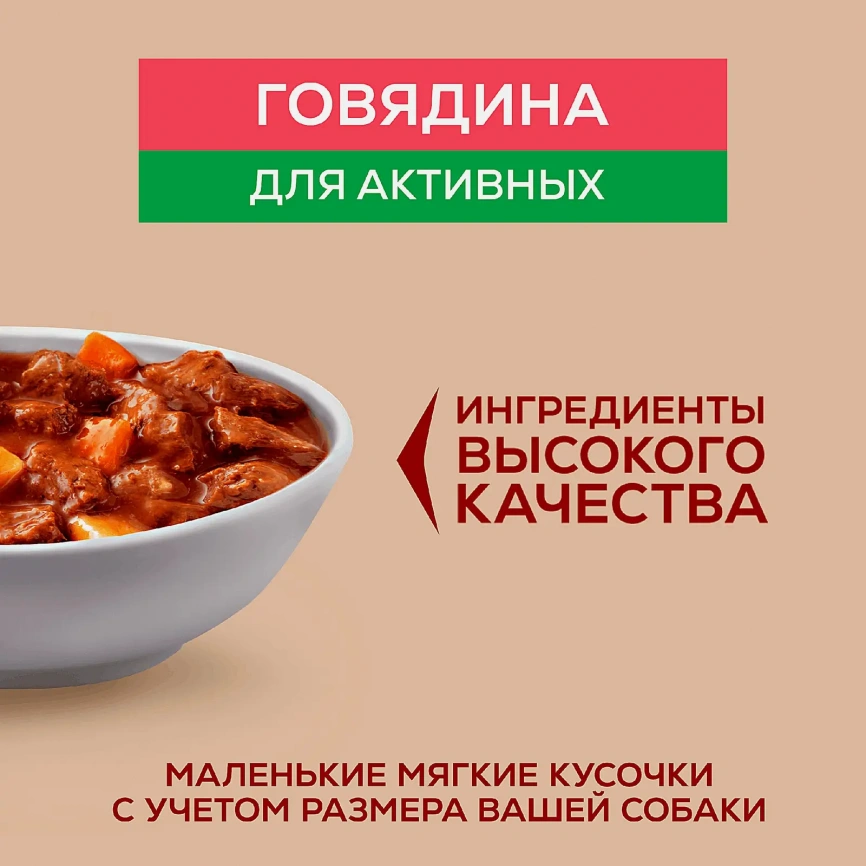 Влажный корм для активных собак мини-пород с говядиной картофелем и морковью Purina ONE Mini 85г фото 3