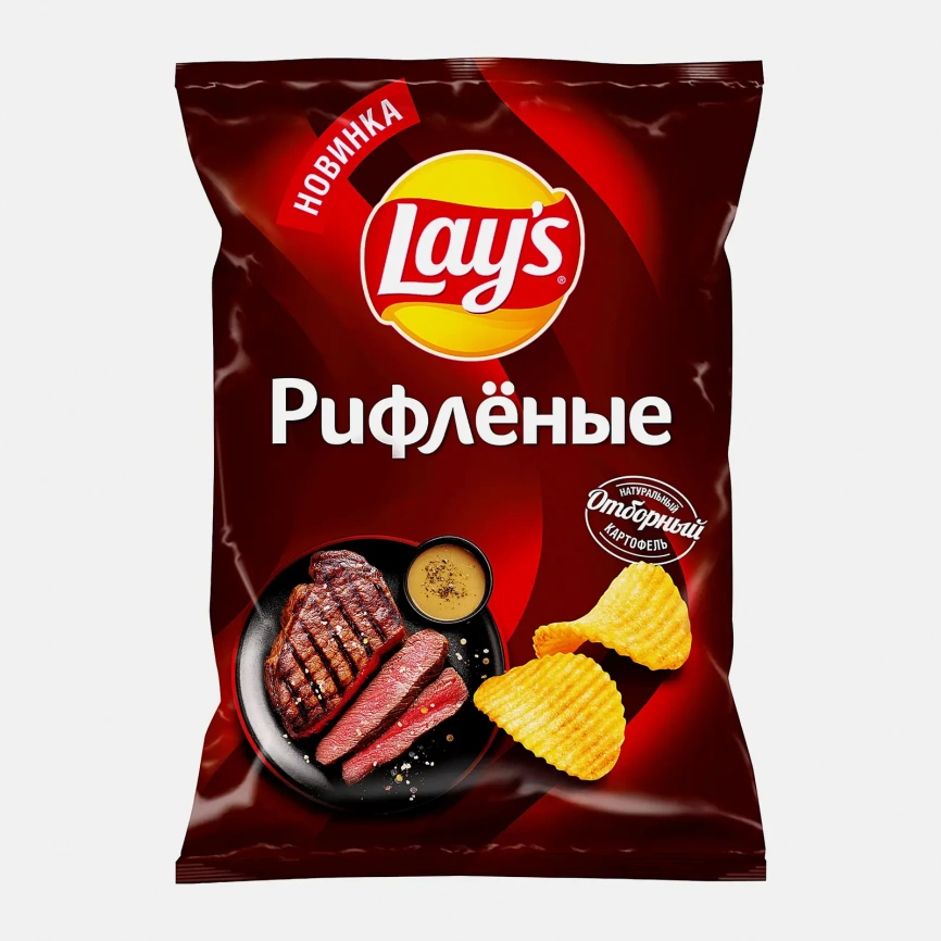 Чипсы рифленые Стейк Рибай с перечным соусом Lays 140г фото 1