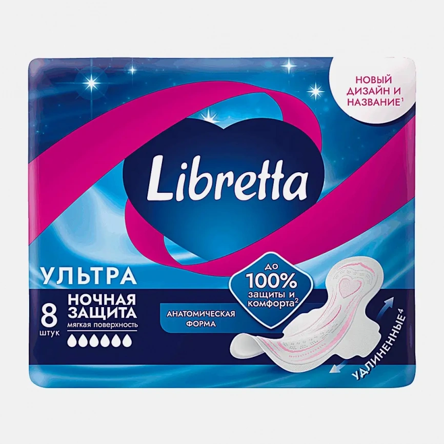 Ночные прокладки с мягкой поверхностью Ultra Libretta 8шт фото 6
