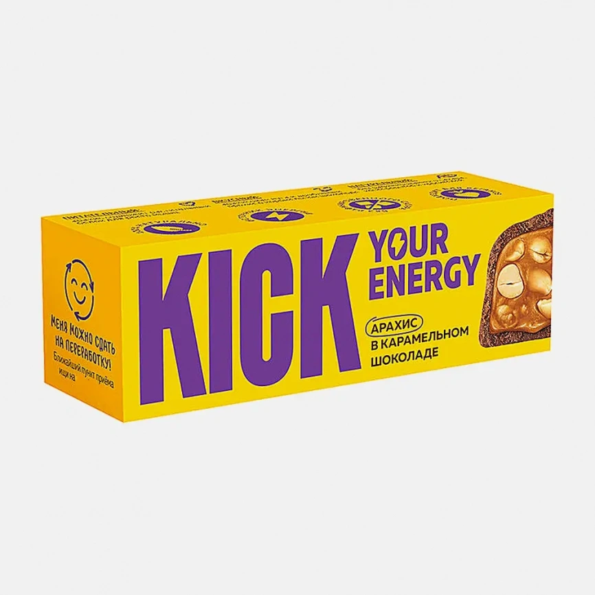 Батончик арахисовый в карамельном шоколаде Kick Your Energy 45г фото 2