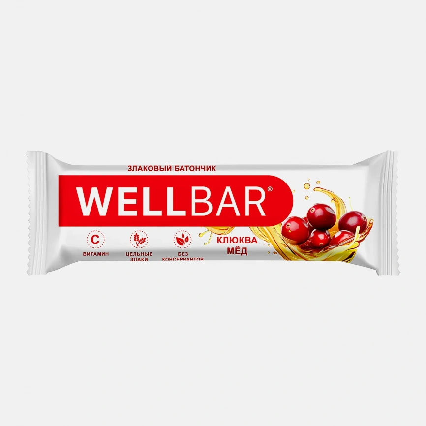 Батончик мюсли клюква мед Wellbar 50г фото 1