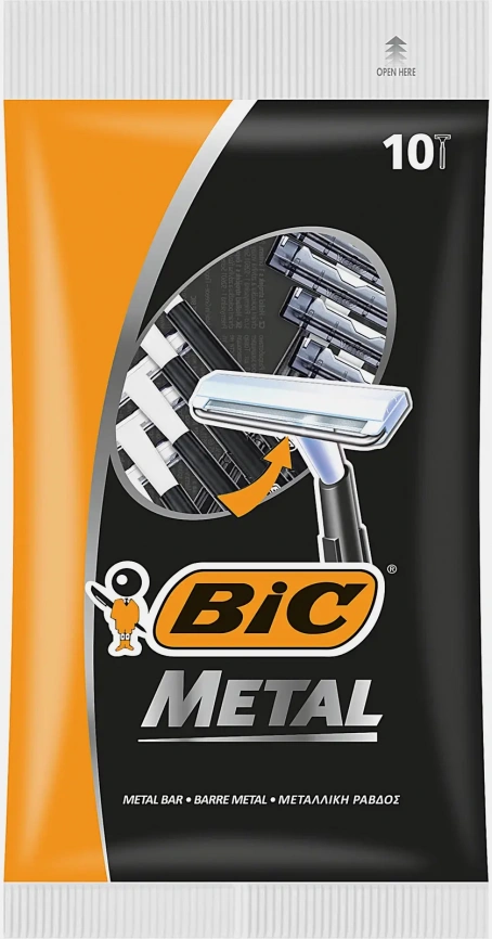 Бритва мужская BIC Metal одноразовая 1 лезвие защитная металлическая полоска 10шт фото 1