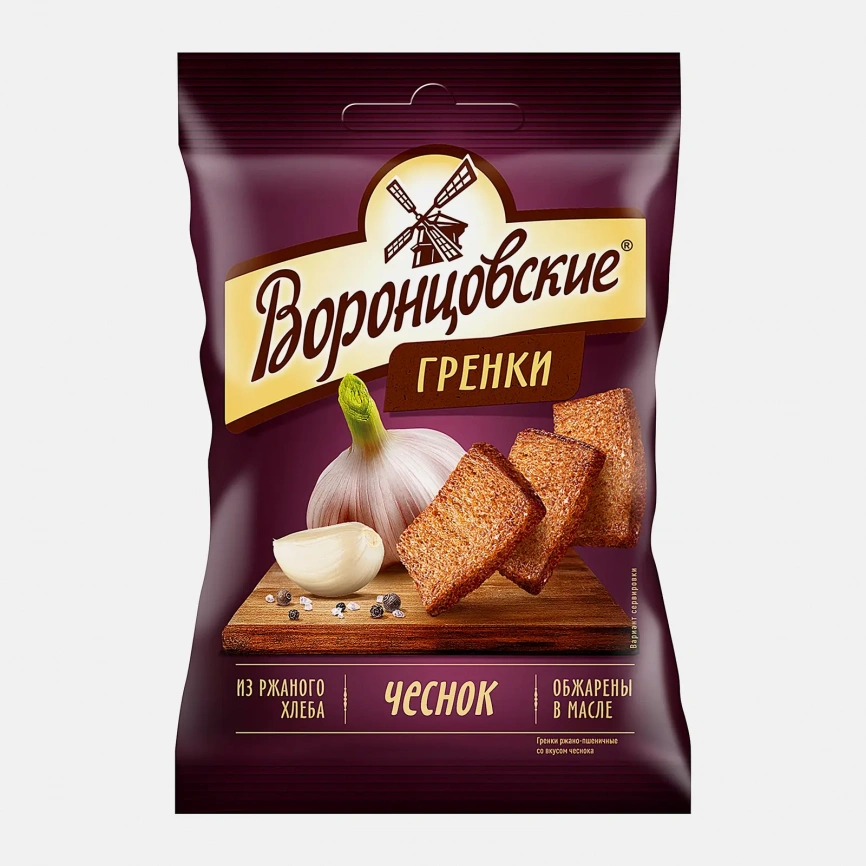 Сухарики-гренки Воронцовские Чеснок 60г фото 1