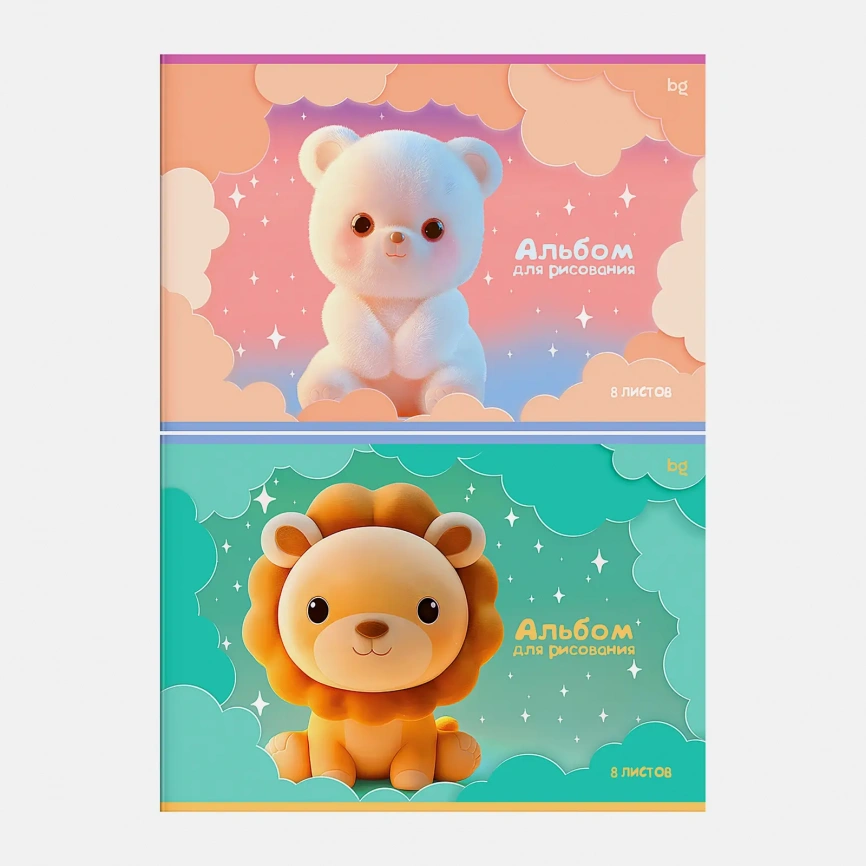 Альбом для рисования 8л Мягкие игрушки Bg А4 в ассортименте фото 3
